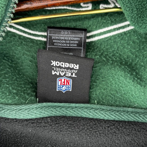 Reebok NFL New York Jets Green Fleece 1/4 Zip Pullover Sweatshirt Men's L - Picture 3 of 11